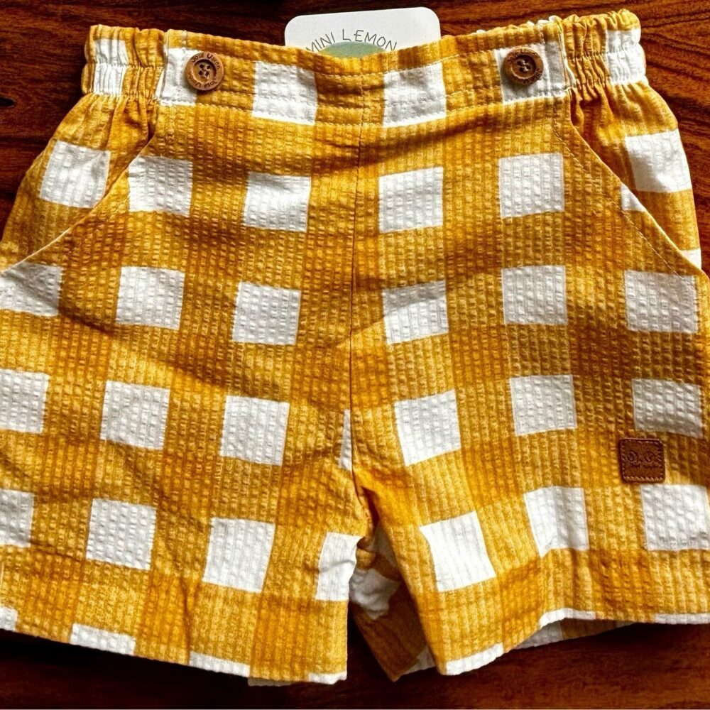Calções Xadrez Amarelo